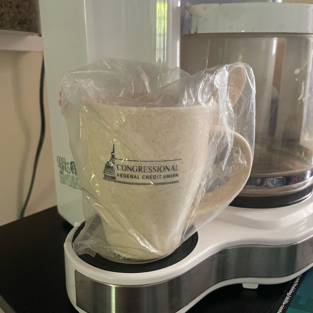 Beige Plastic Congressional Federal Credit Union Coffee Mug